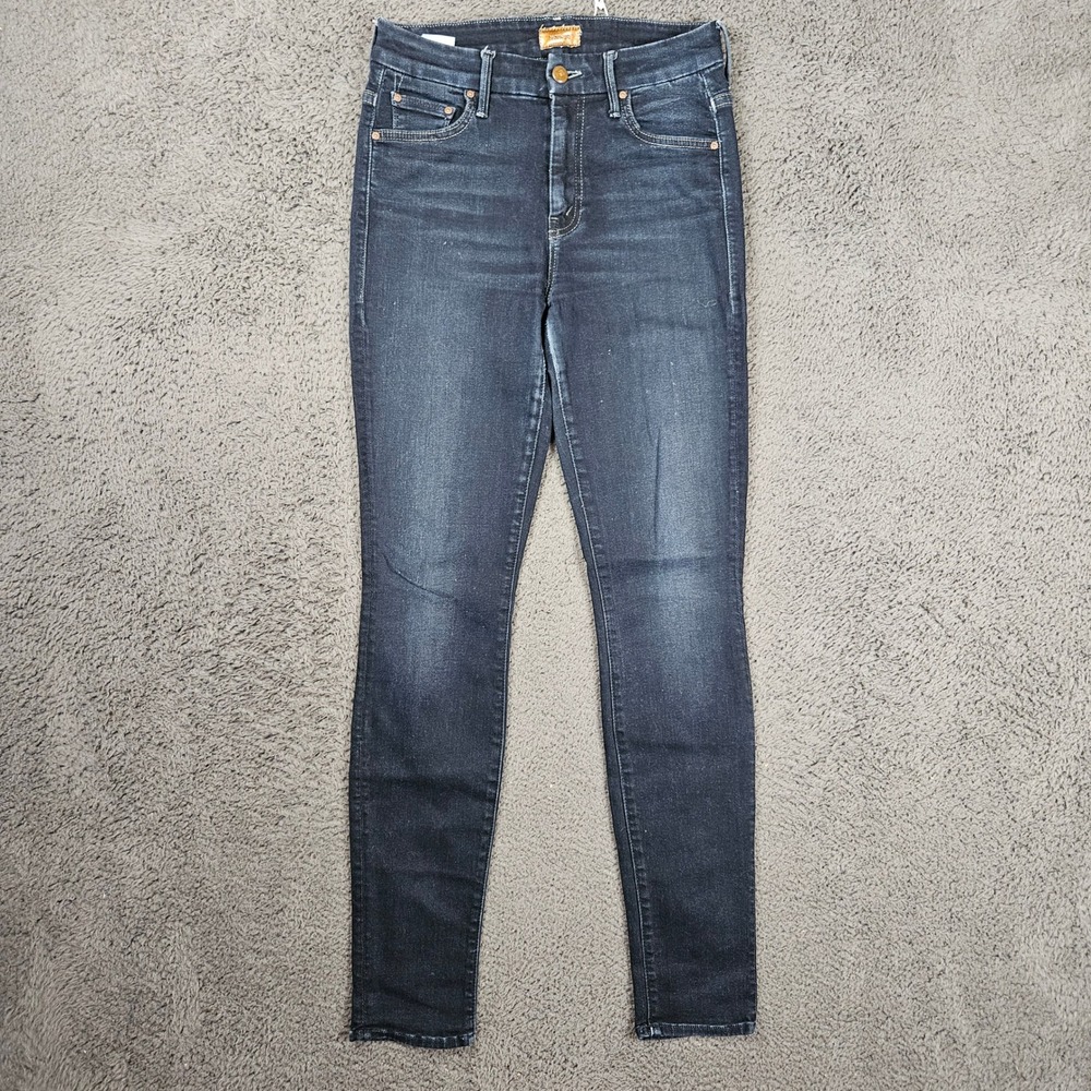 Mother The High Waisted Looker Skinny Jeans Coffee Tea or Me Dark Blue 25